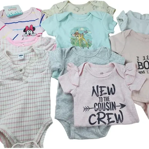Baby Girl 3-6M Pastel Bodysuit Bundle 9 Pcs Disney & More