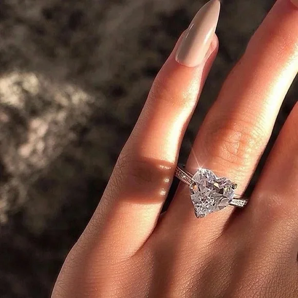 Sterling Silver Channel Set Ring Setting Heart Zirconia Gemstone