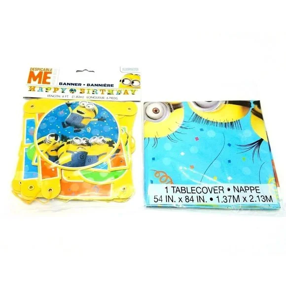 Despicable Me Minions Birthday Party Decorations Tablecloth Birthday Banner NEW