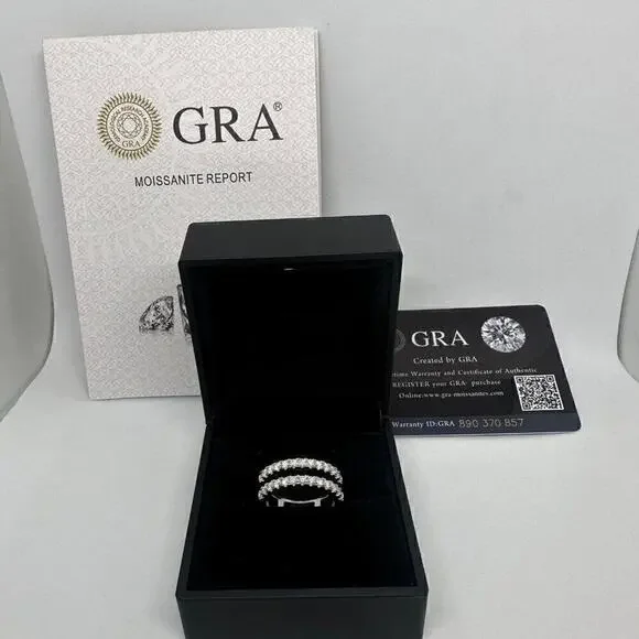 Moissanite Diamond Ring Enhancer Wedding Band GRA Certified 925 18K White Gold