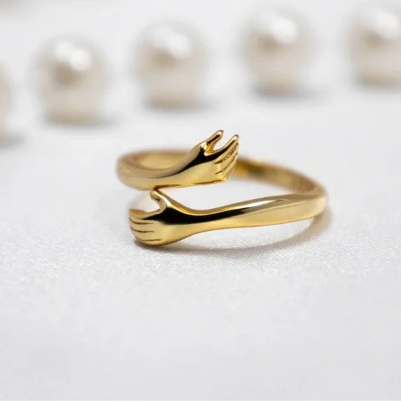 925 Sterling Silver Hug Ring Adjustable Minimalist Love Jewelry Gift