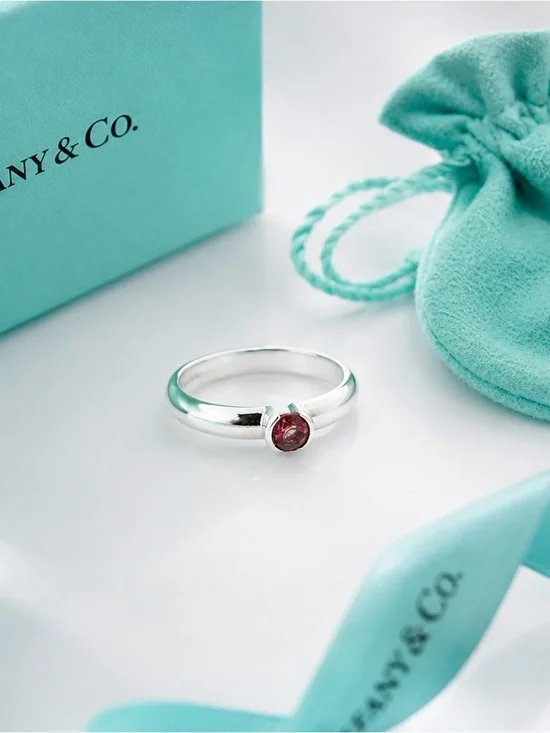 Vintage 2004 Tiffany & Co. Pink Tourmaline Sterling Silver Ring Sz 4.25