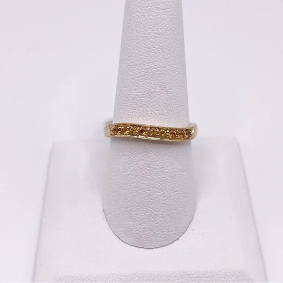 JTV Cubic Zirconia Gold Band Ring over Sterling Silver