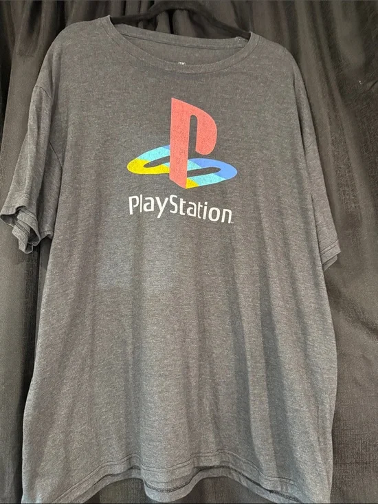 Sony PlayStation Dark Gray Tee with Multicolor Logo