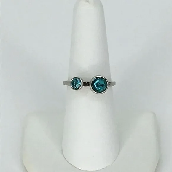 Vintage NVC Nataliya‎ V. Collister Ring Silver Teal Mother Child Estate Sz. 7