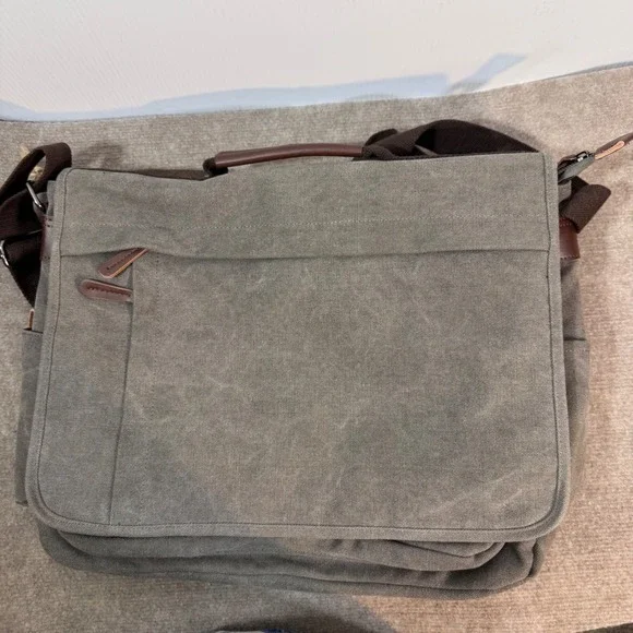 Canvas Messenger Bag Mens Large Gray 16