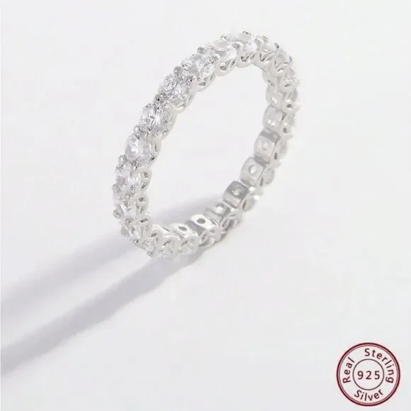 Silver CZ Eternity Band Ring 7