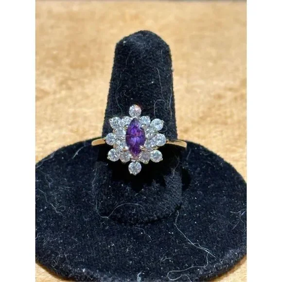 Beautiful faux amythyst and diamond ring