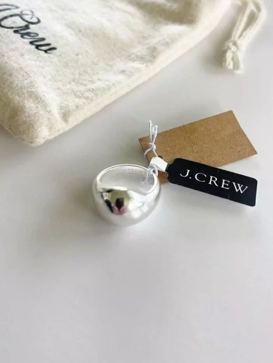 J.Crew Dome Ring Minimalist‎ Statement Jewelry Size 6 Silver Tone