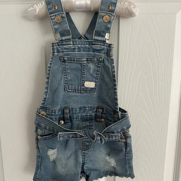 7 for all Mankind Toddler Girls Overall Shorts with Lace detail size 18 M