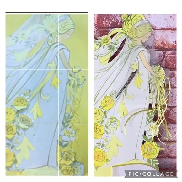 Vintage 70s Hallmark Yellow and White 13” Paper Bridal Shower  Centerpiece