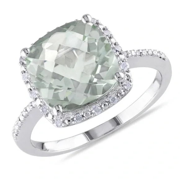 Natural Diamond Green Amethyst Ring