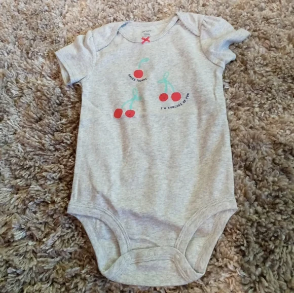 Carter's gray red cherry onesie‎