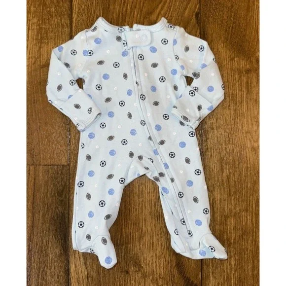 Carters Preemie‎ Baby Boy Sleeper Sports Baseball Football Outfit Zipper Doll