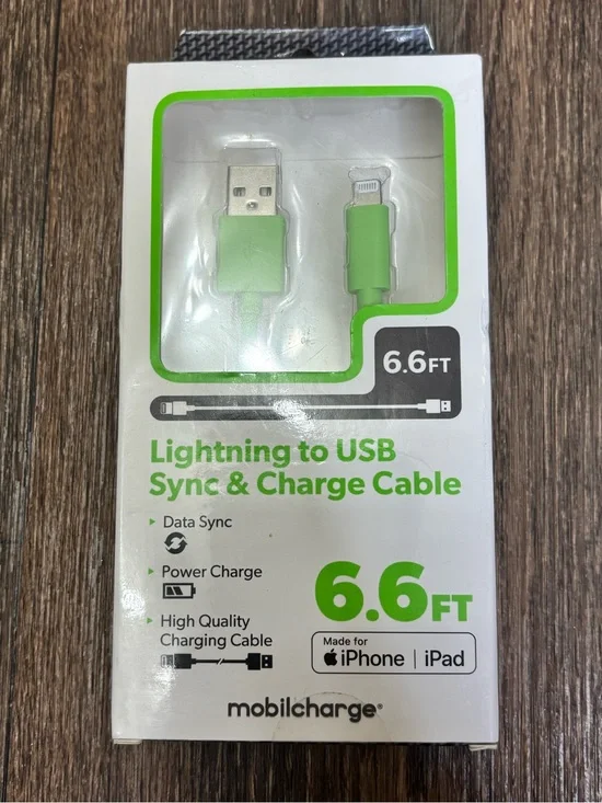 Green Lightning to USB Charging & Sync Cable - 6.6FT