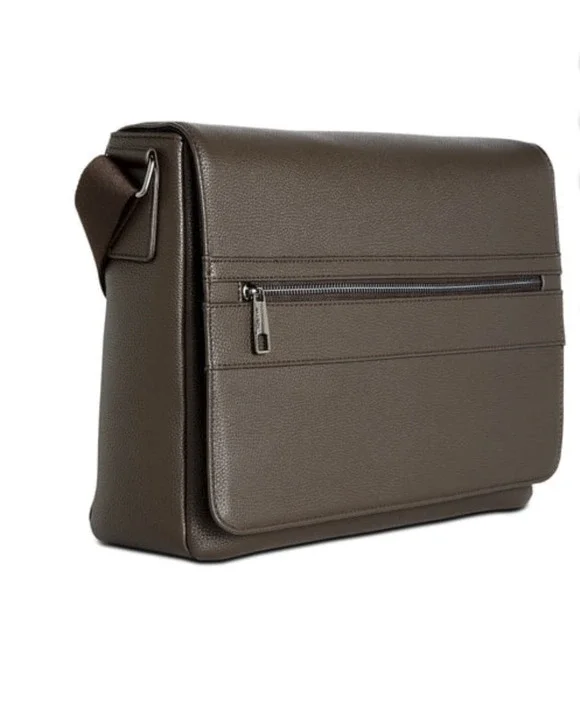 Alfani Men Faux Leather Laptop Messenger Bag Brown One Size