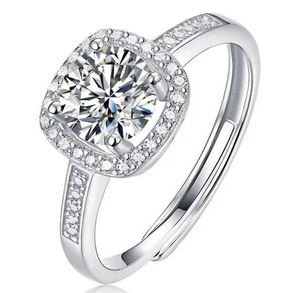 Certified 1ct. t.w. Moissanite Diamond Halo Engagement Ring NEW C