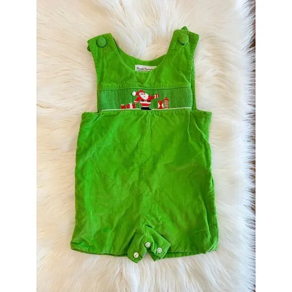Amanda Remembered Green Santa Smock‎ 12m
