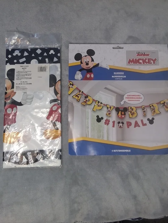 New Disney Junior Mickey Customizable Happy Birthday Banner & Tablecover Set