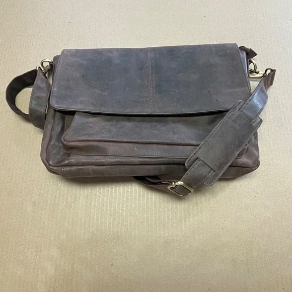 Real Leather Messenger Bag for Men and Women - Laptop‎ Briefcase Wood