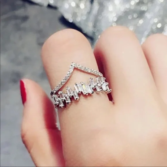 New 925 Silver Rectangular Gems Diamond Ring