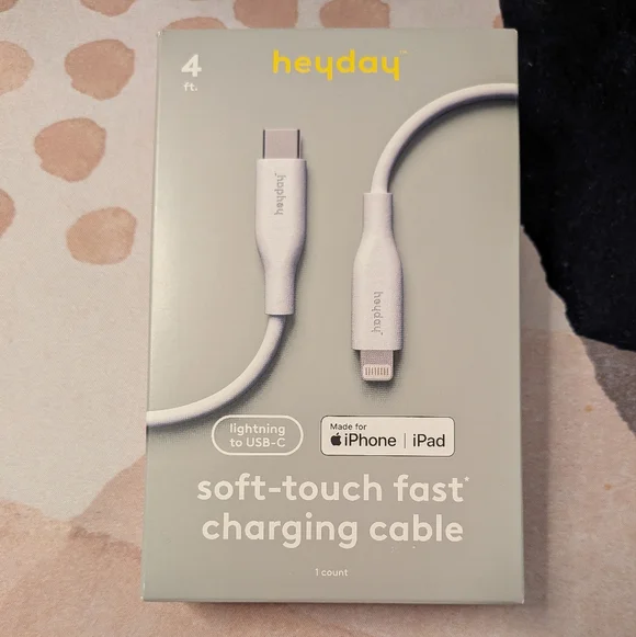 Heyday White Soft-Touch Fast Charging Cable - 4-Foot Lightning To USB-C
