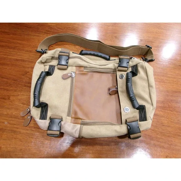 Kaka Convertible Laptop Backpack Messenger Bag Khaki Canvas‎ Tactical Travel Bag