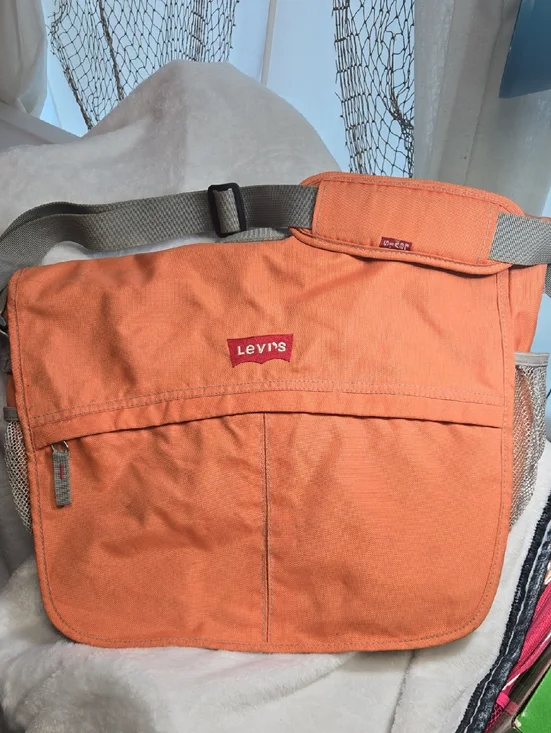 ☀️Levi's Orange Canvas Messenger Bag with Adjustable Strap