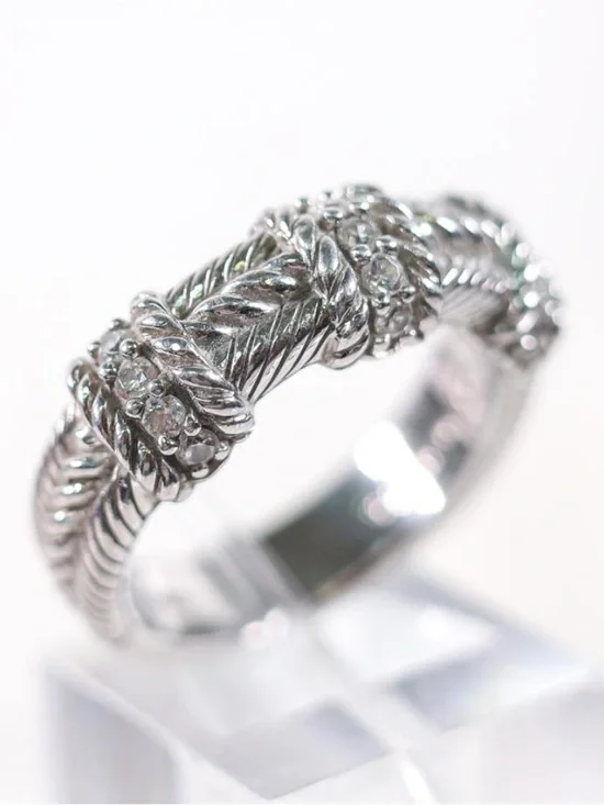 Judith Ripka Silver Braided Floral Band Ring