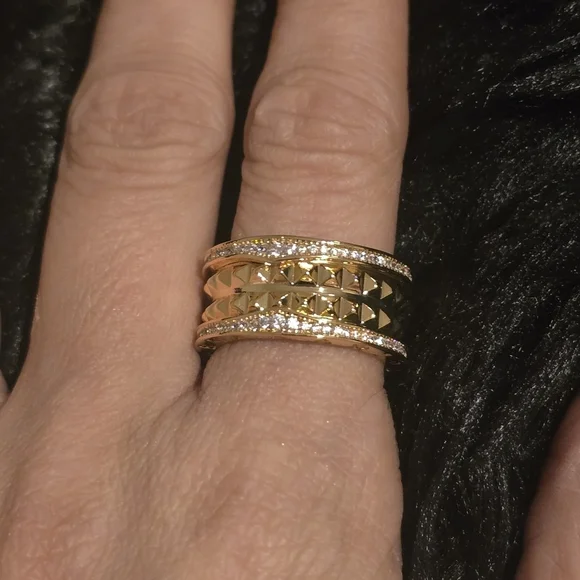 22kgp Dubai Jewelry - Elegant Gold and Silver Band Ring