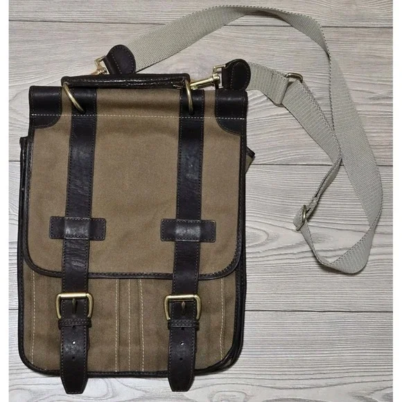 MULHOLLAND Brothers Canvas Leather Crossbody Messenger Bag Business Travel