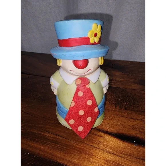 Vintage Porcelain Clown wearing felt tie‎