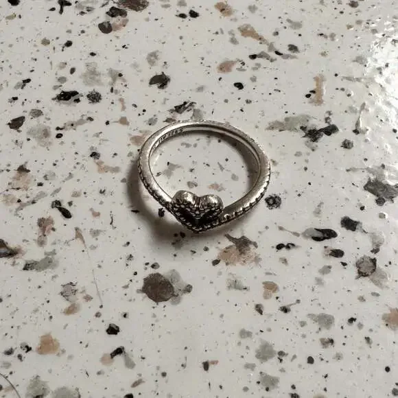 Pandora Sterling Silver Beaded Open Heart ring