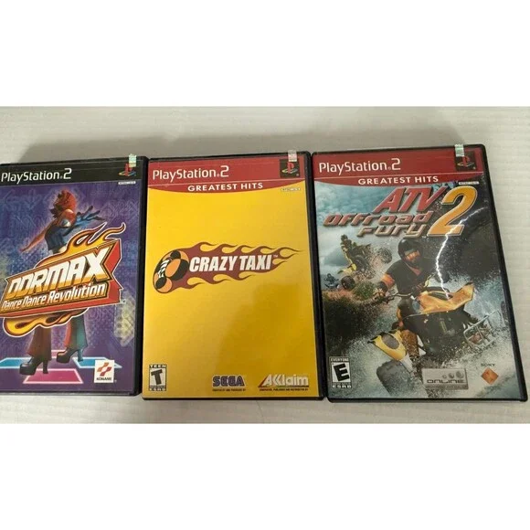 Sony PS2 Game Lot DDRMAX Dance Dance Revolution Crazy Taxi ATV Offroad Fury 2 CI