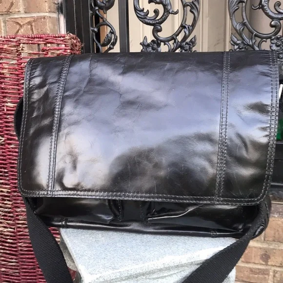 🚨B2G1 FOSSIL Black Pewter Briefcase Bag