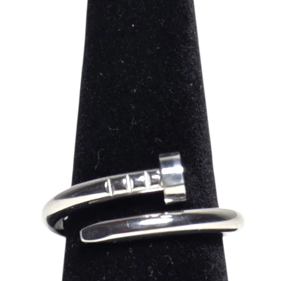 Silver Tone Nail Stainless Steel Design Ring
