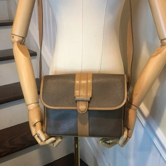 LANCEL Messenger Saddle Crossbody Bag Made In Italy RARE EUC