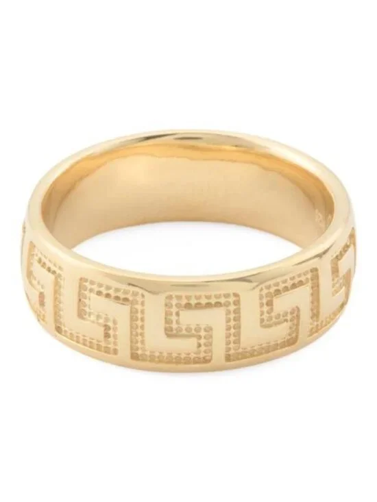 MILOR SILVER Made In Italy 18kt Gold Plated Sterling Textured Greek Key Ring