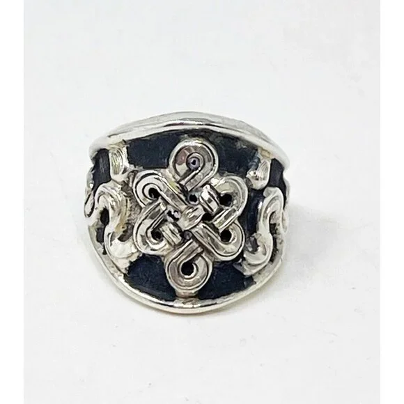 Vintage 925 Sterling Silver Chunky Irish Celtic Love Knot Band Ring Size 6