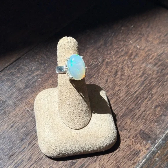 5 Carat Australian Opal Ring – Size 5.5 – 925 Sterling Silver
