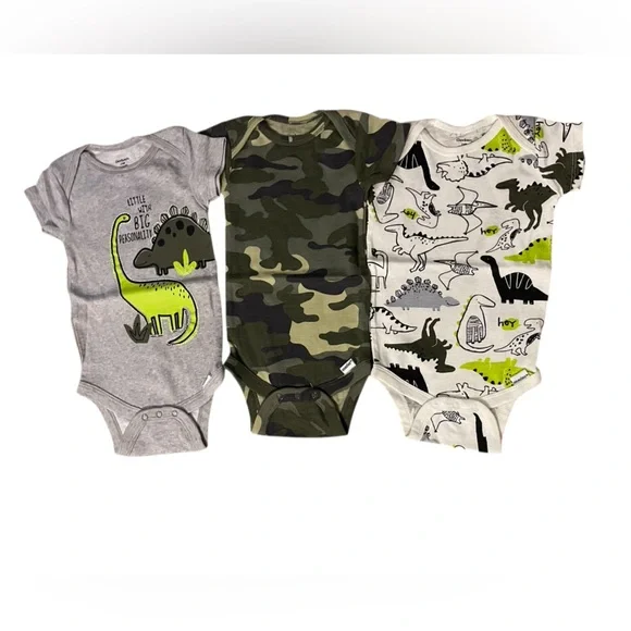 Gerber Onesies 3-Pack NWOT Baby Bodysuits Dinosaur Camo 3-6 Months‎