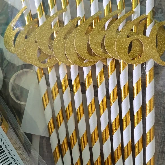 60th Birthday Decor Straws Banner And Table Runner New In Package NWOT Bday Deco