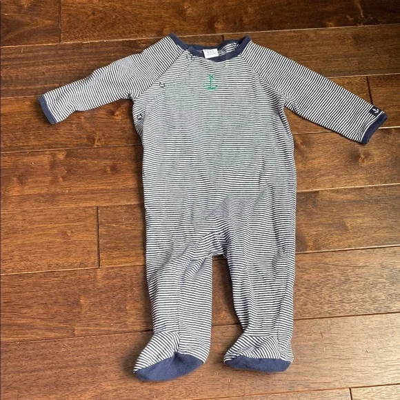 Janie and Jack Blue and White Footies One Piece