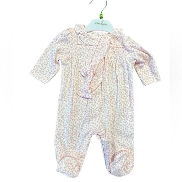 Little Me NWT Pink Floral Footie Romper & Headband Size 3 months