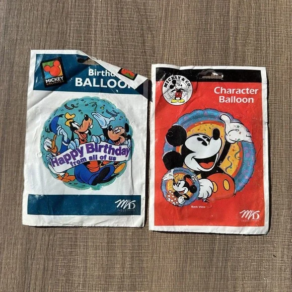 Vintage 90s Disney Mickey Mouse‎ Unlimited Birthday Balloons Goofy Lot of 2