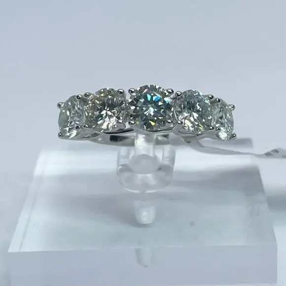 Moissanite Diamond Ring Band 5 Year Anniversary Wedding Ring 5 Stone 1.5 Ct 925