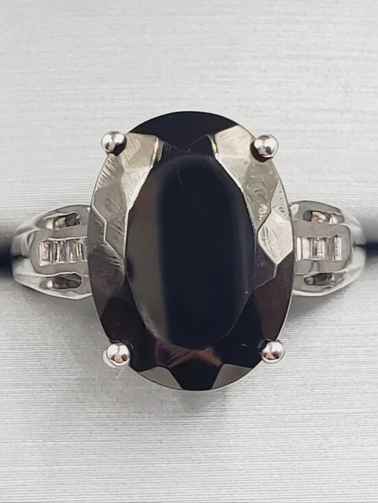 Oval Elite Shungite & White Topaz Platinum | 925 Sterling Silver Ring