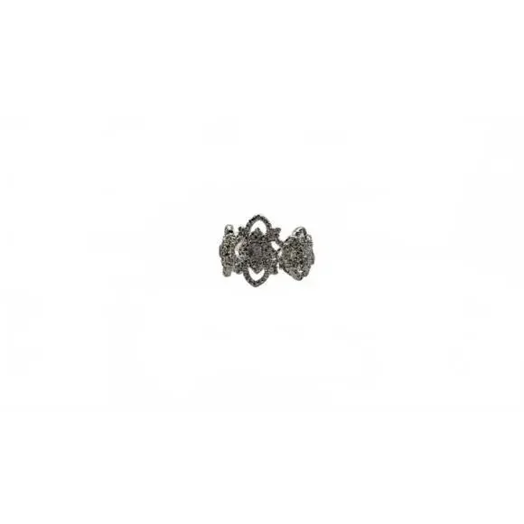 Elegant Vintage Silver Filigree Ring with Sparkling Details Size 7
