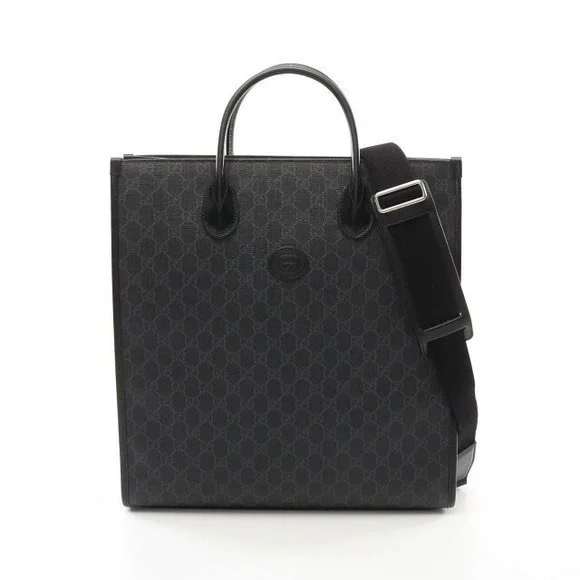 Authentic Gucci tote interlocking leather supreme GG Black / Gray Bag