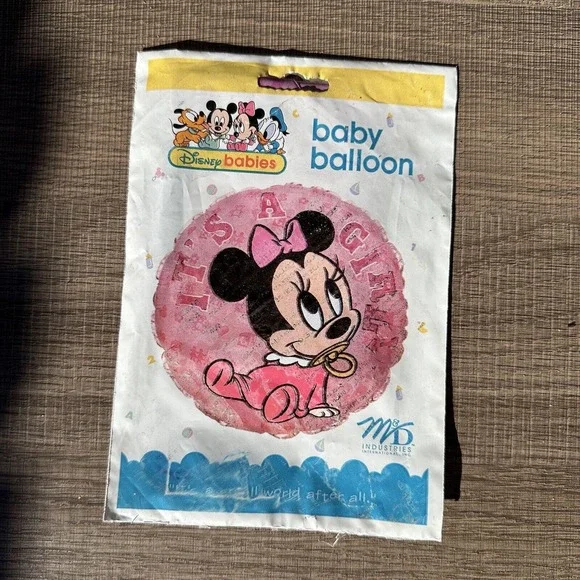 Vintage Mickey Mouse Gender Reveal Baby Girl‎ Balloon NOS in Package 1996